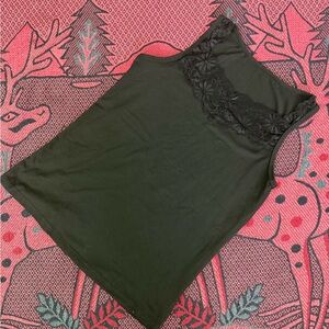 Black Lace Yoke Tank Top